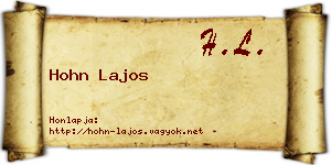Hohn Lajos névjegykártya